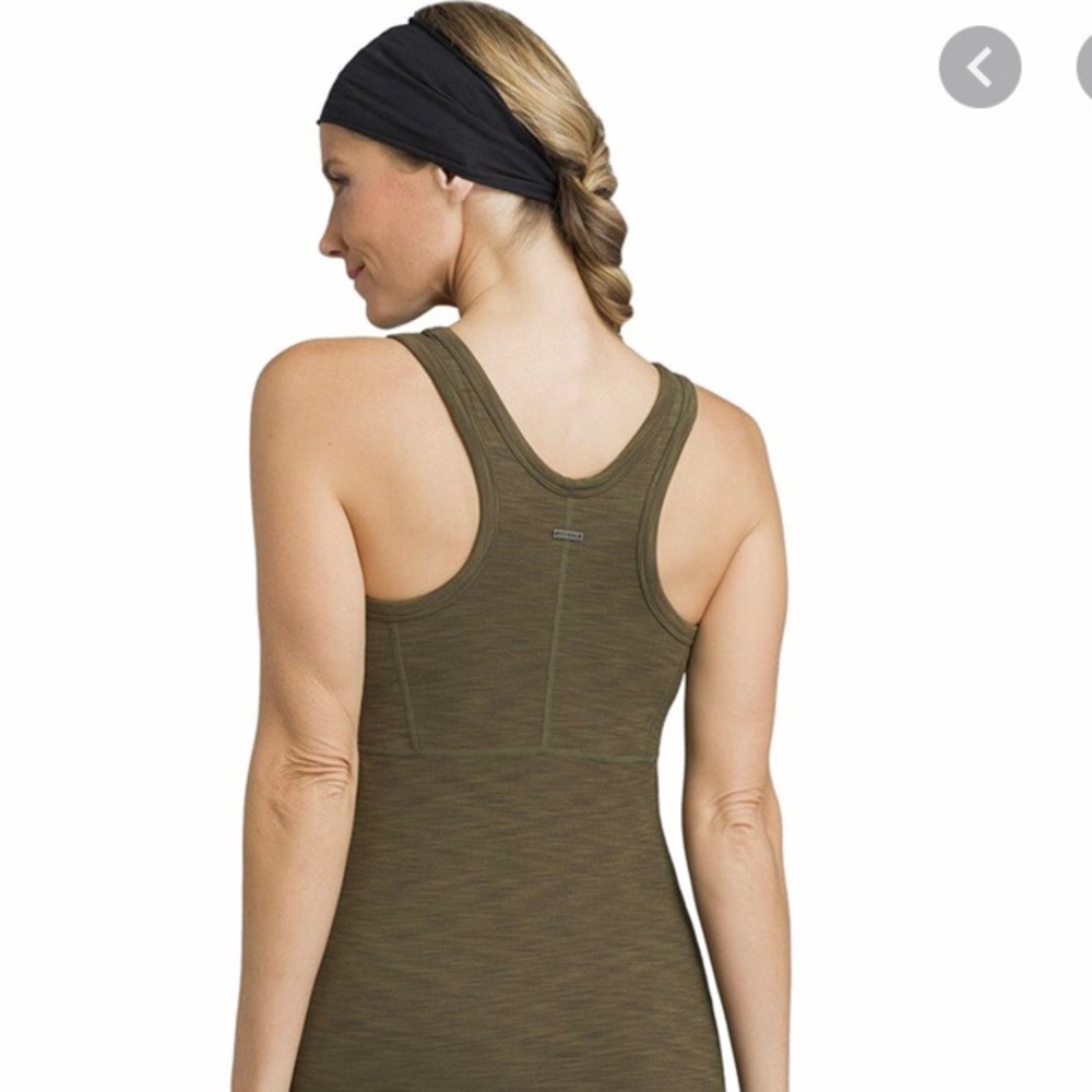 Prana Becksa tank, olive green, slim fit yoga tank